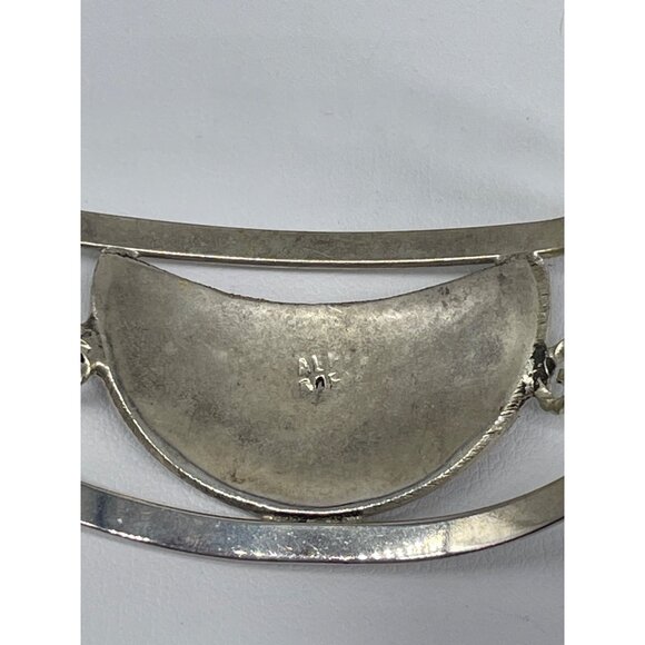 Vintage Alpaca Mexico Silver Tone Cuff Bracelet Mother Of Pearl Inlay Floral Des - Picture 4 of 8